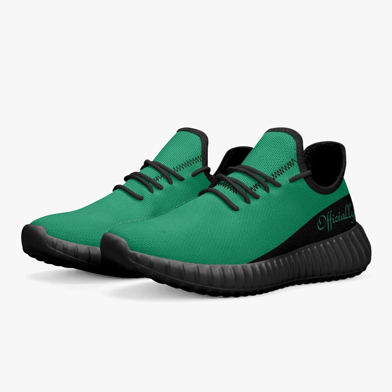 Officially Sexy Mint & Black Laser Mesh Knit Sneakers - With White or Black Sole