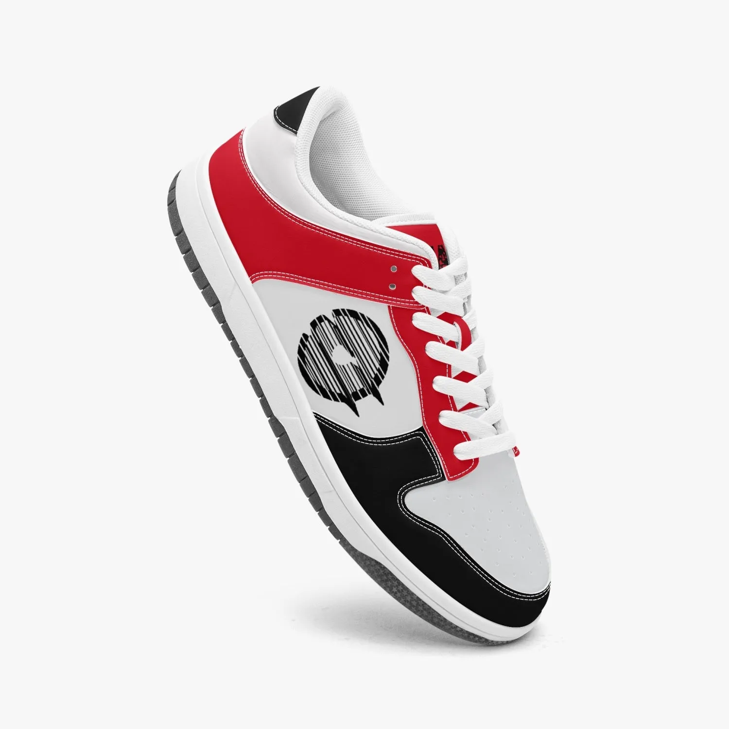 Ootamawae Dunk Stylish Low-Top Leather Sneakers Black and Red