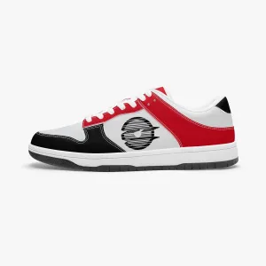 Ootamawae Dunk Stylish Low-Top Leather Sneakers Black and Red