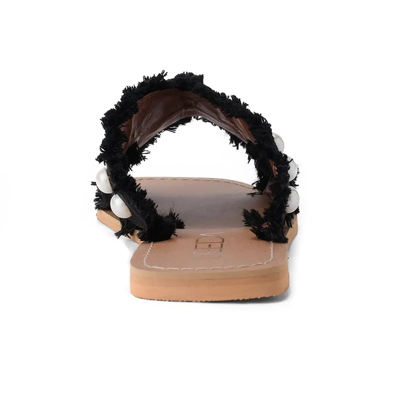 PEARL-SUEDE FLATS - BLACK