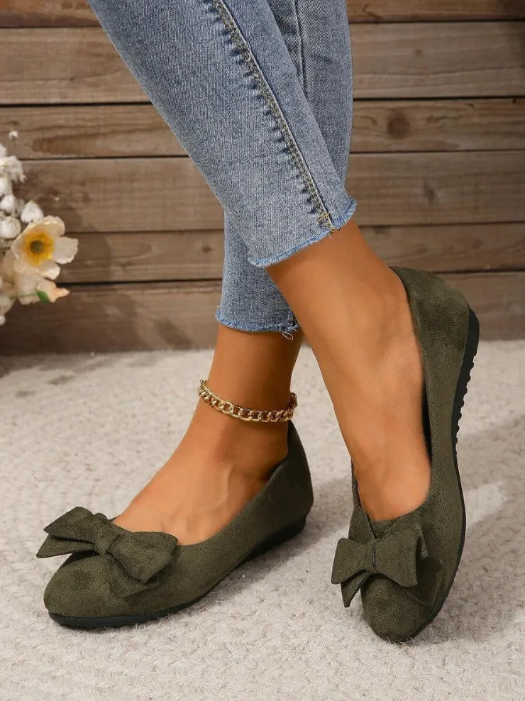 Permilia™ | Wildleder Schleife Detail Ballett Flats