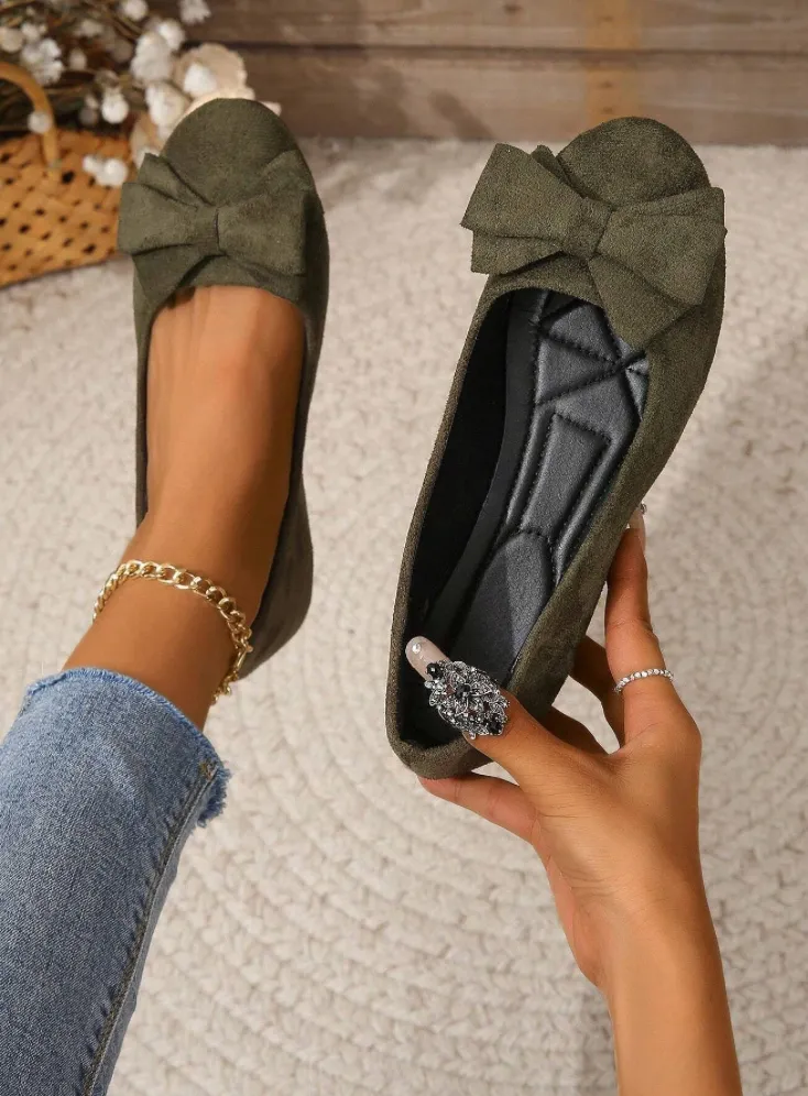 Permilia™ | Wildleder Schleife Detail Ballett Flats