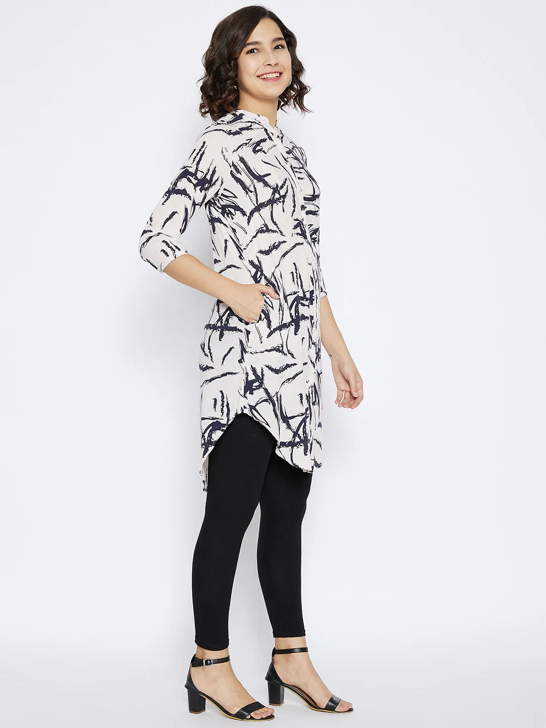 Pink Printed Slim Fit Kurta