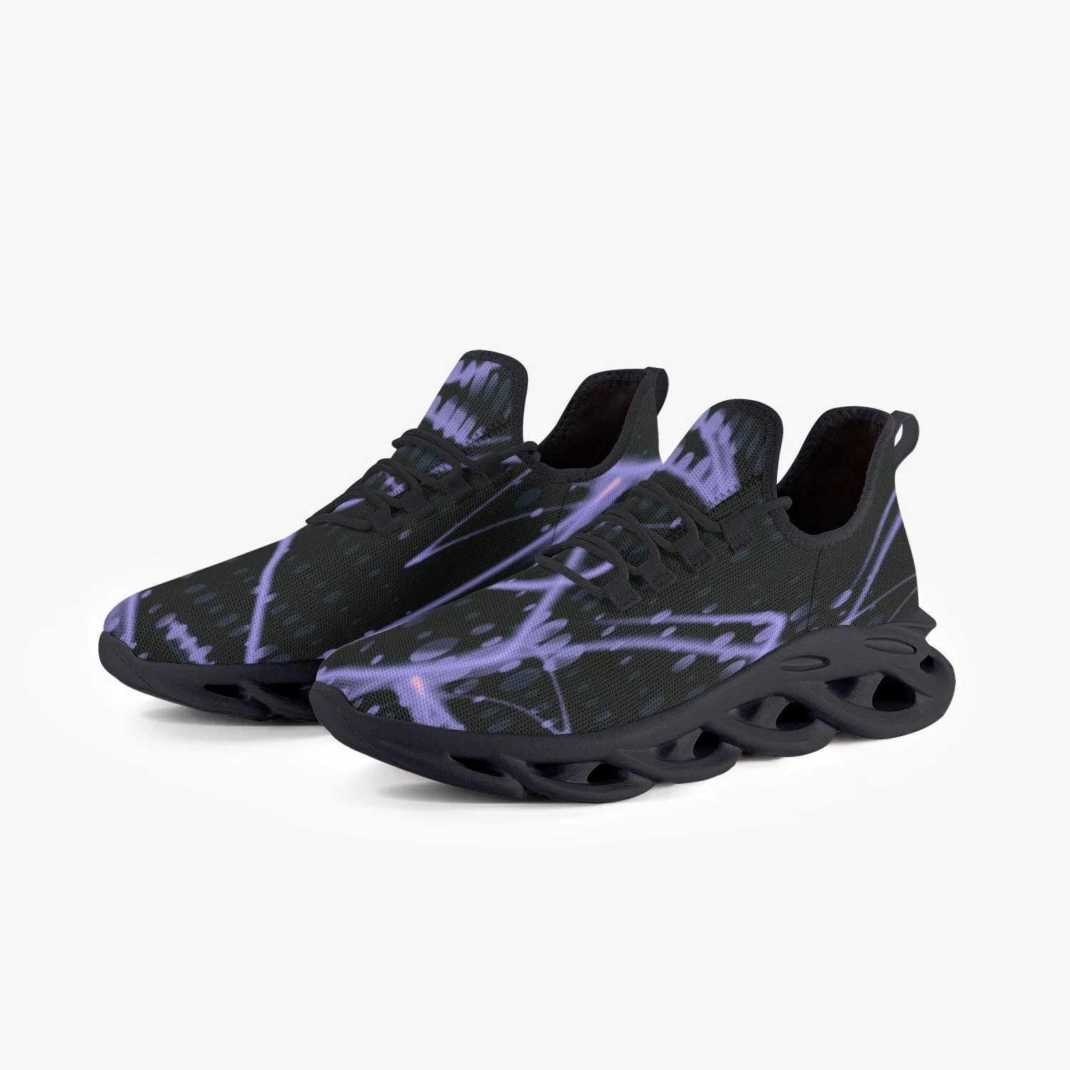 Purple Laser Mesh Knit Bounce Sneakers - Black