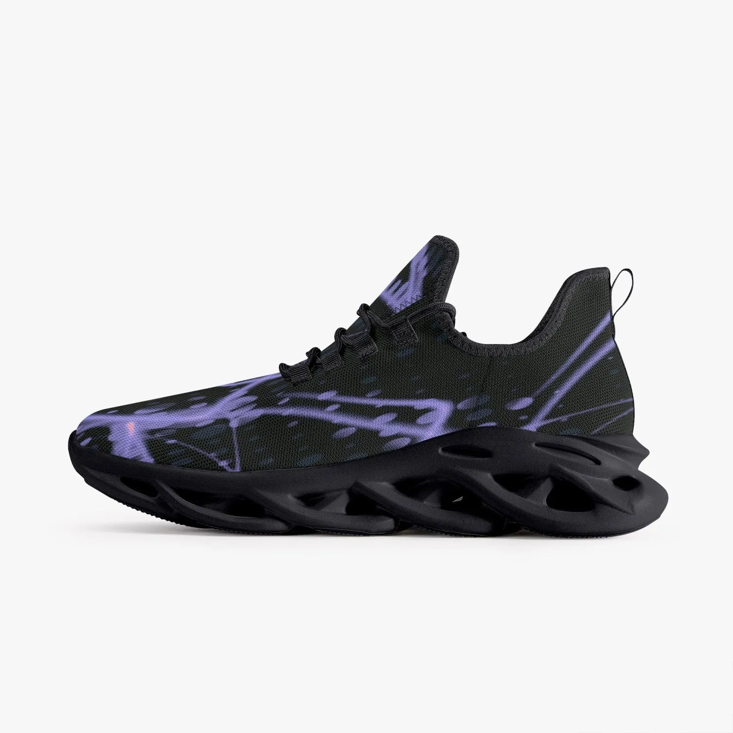 Purple Laser Mesh Knit Bounce Sneakers - Black