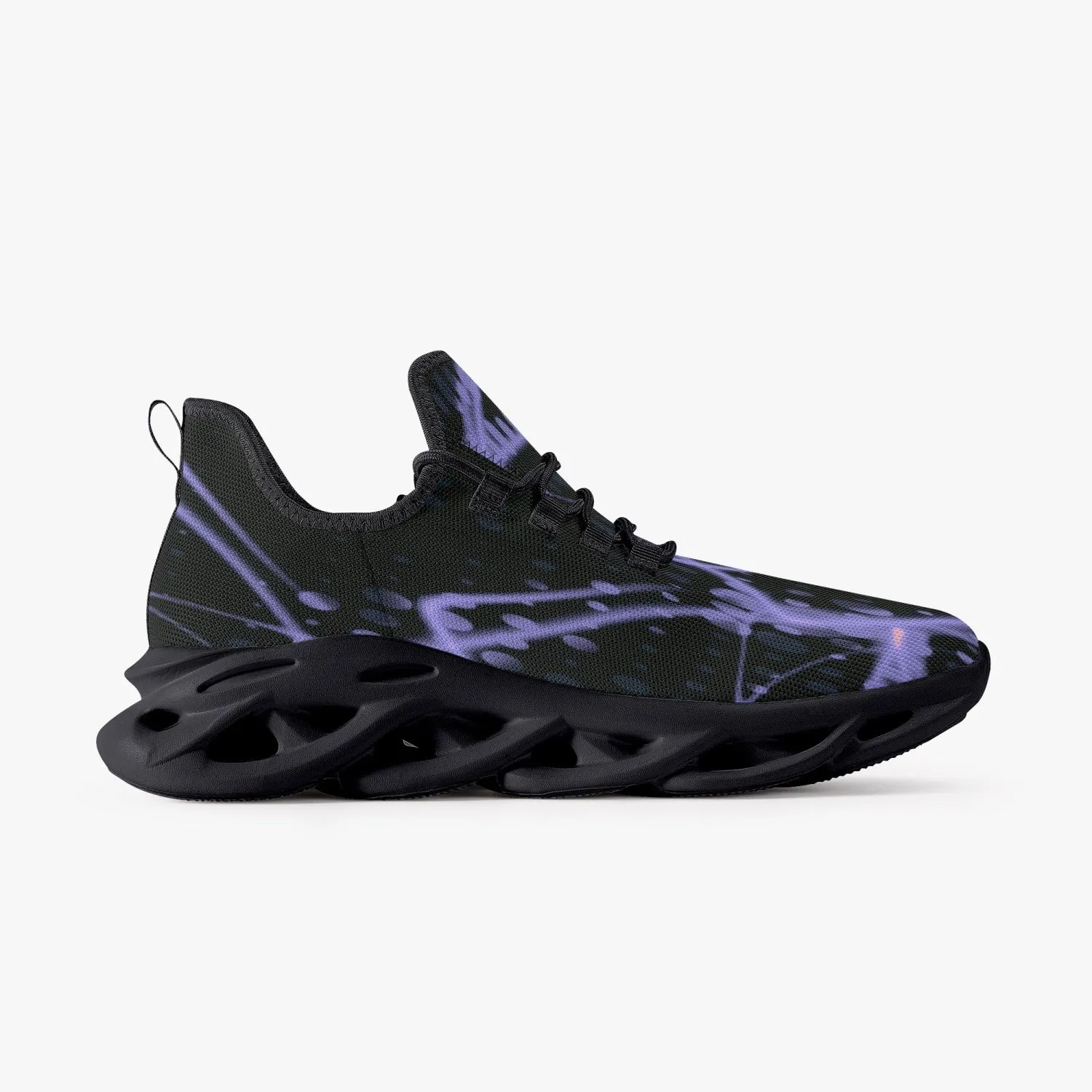 Purple Laser Mesh Knit Bounce Sneakers - Black