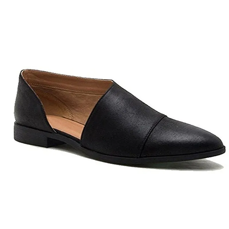 Retro Low Cut Pointed Toe Women Flat Ankle Boots with Plus Size