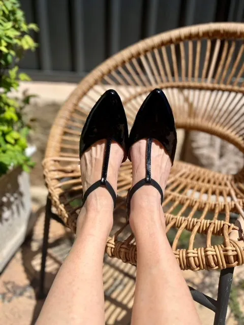 Saddie Sandal - Black Patent Leather