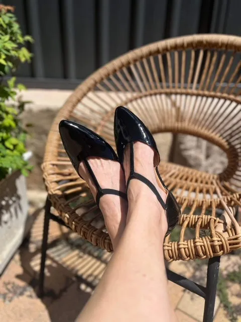 Saddie Sandal - Black Patent Leather