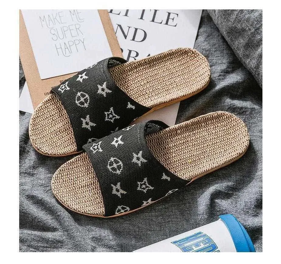 Slippers Fashion Couples Home Indoor Four Seasons Soft Floor Linen Sandals    8958
