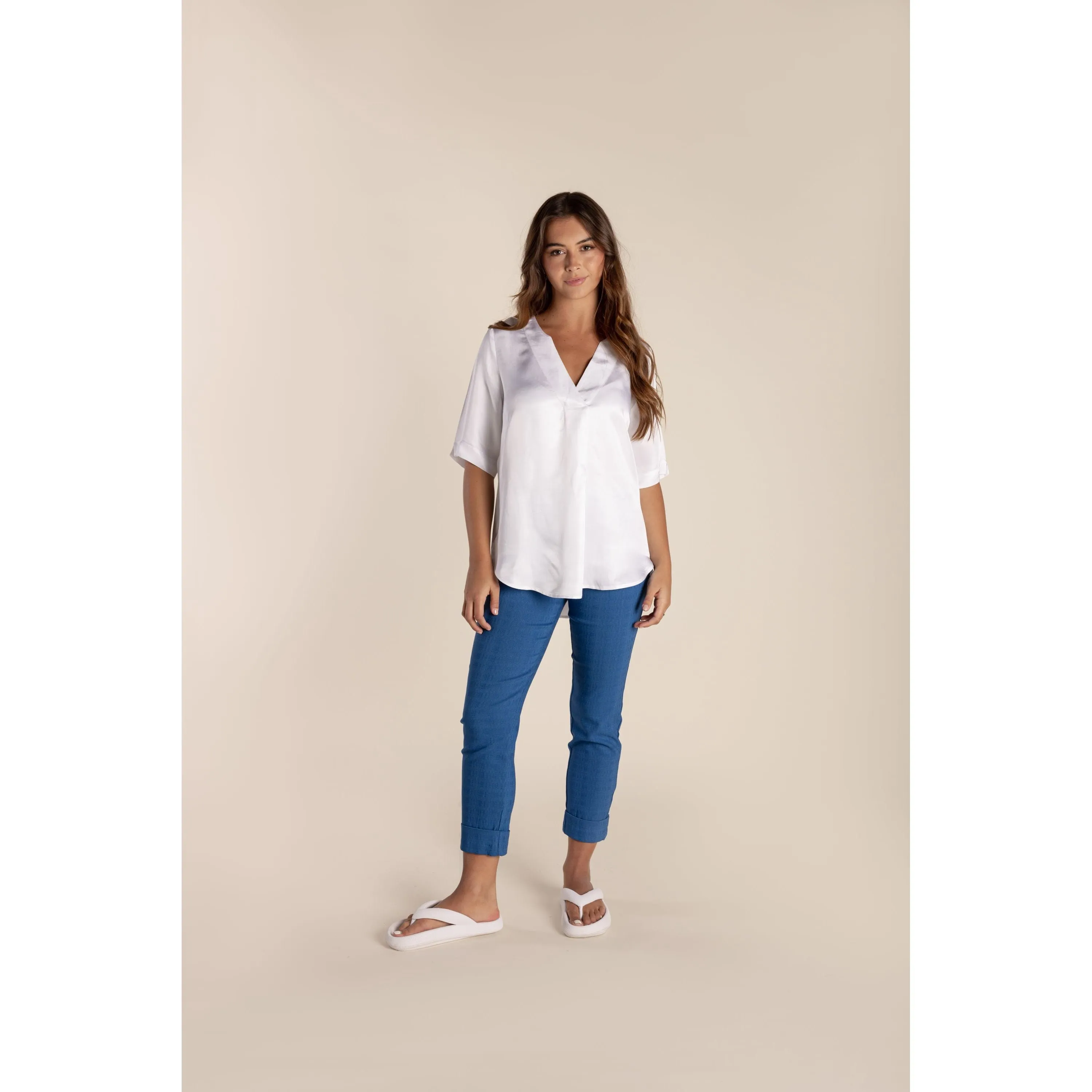 Two T's - Pull On Cuffed Pant Bright Denim