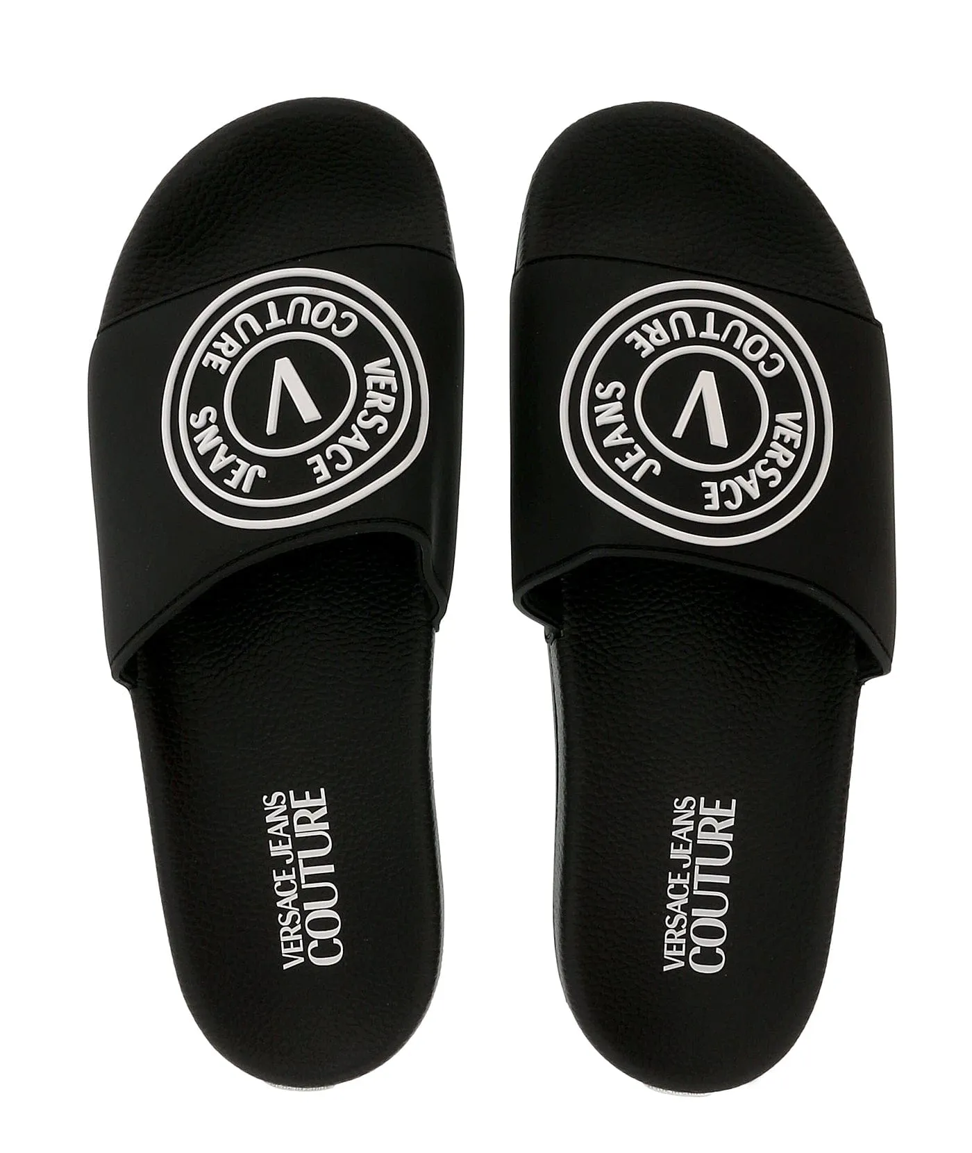 Versace Jeans Couture Black Medallion Logo Pool Slide-