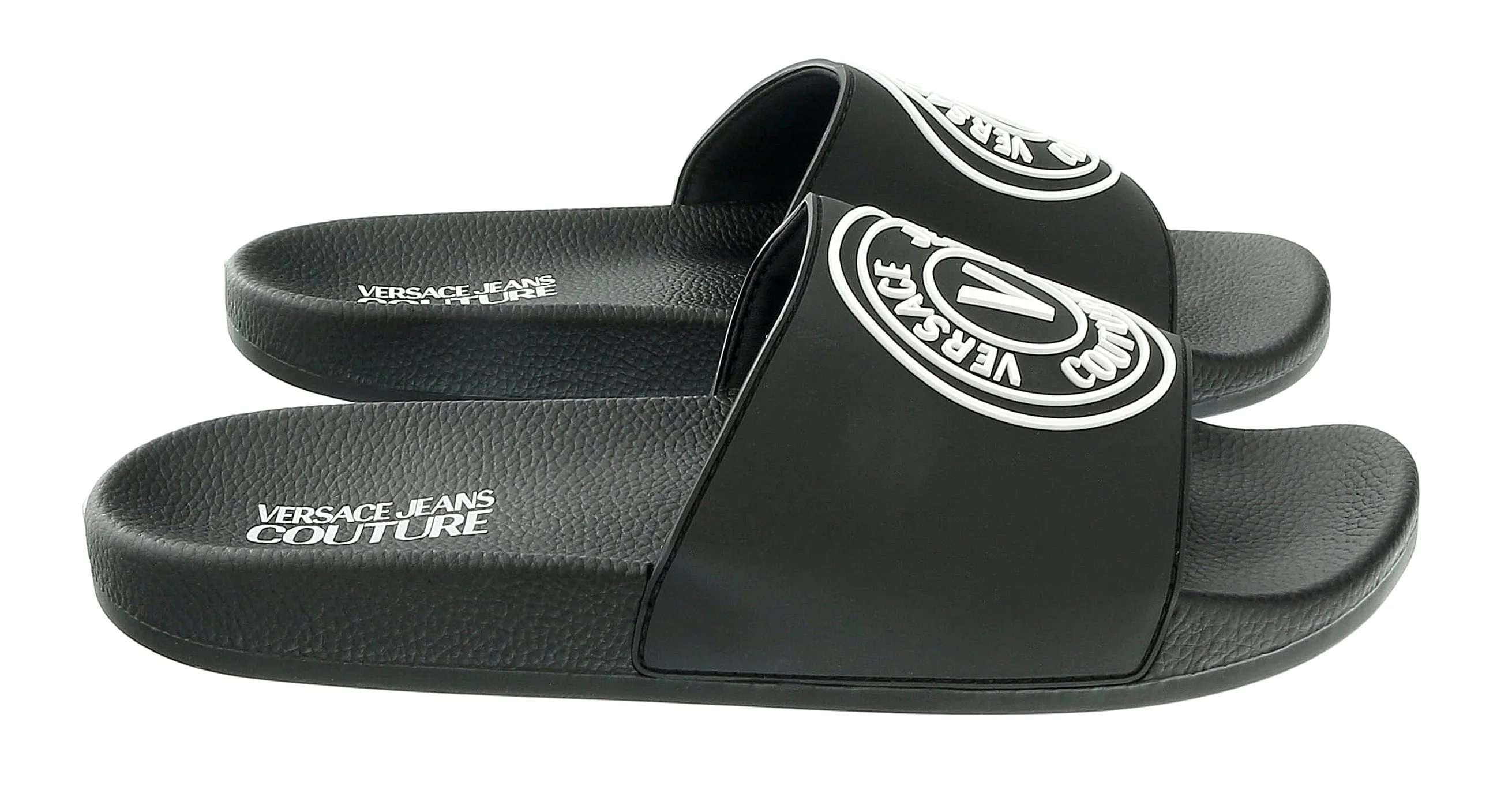 Versace Jeans Couture Black Medallion Logo Pool Slide-