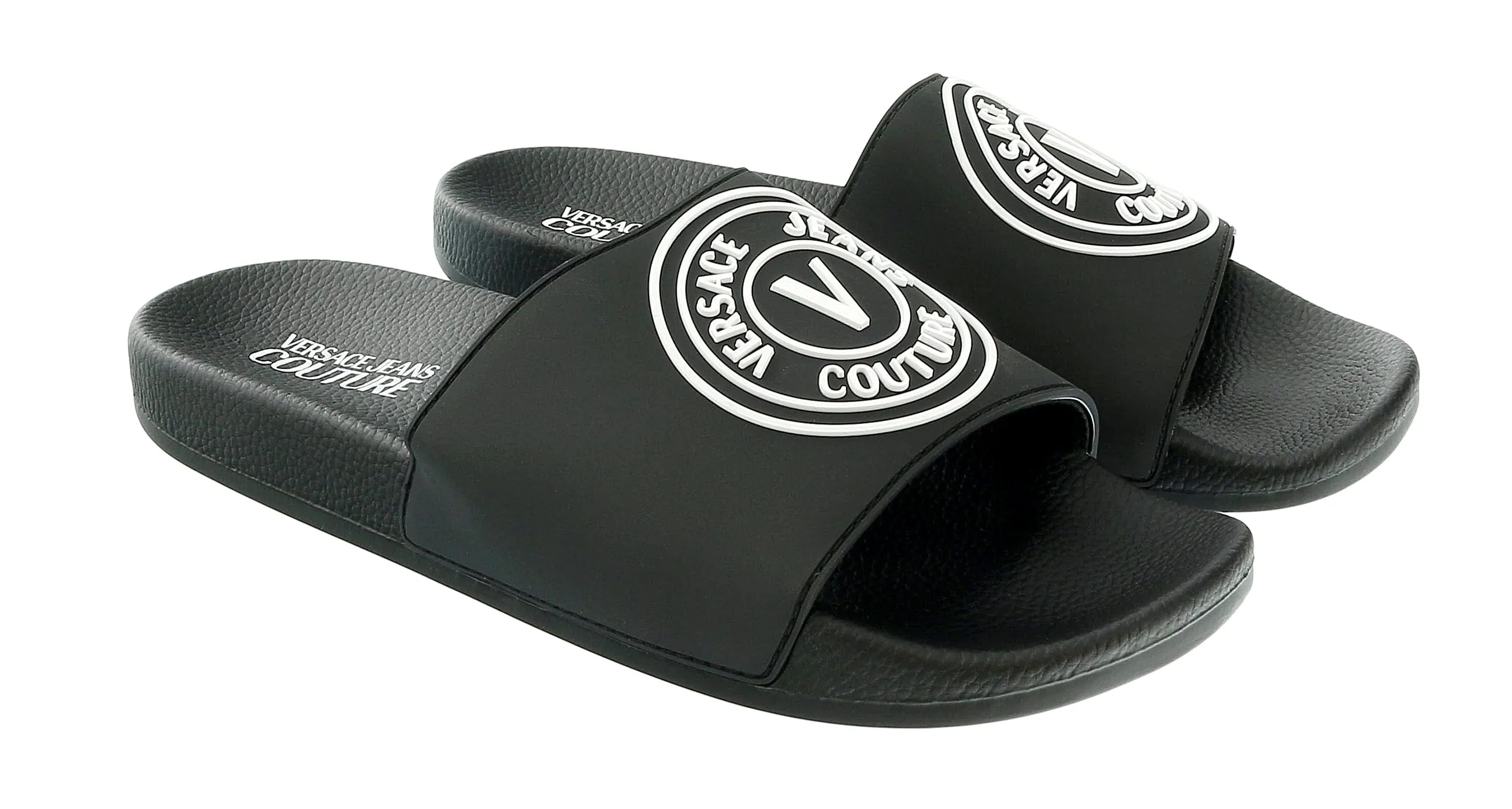 Versace Jeans Couture Black Medallion Logo Pool Slide-