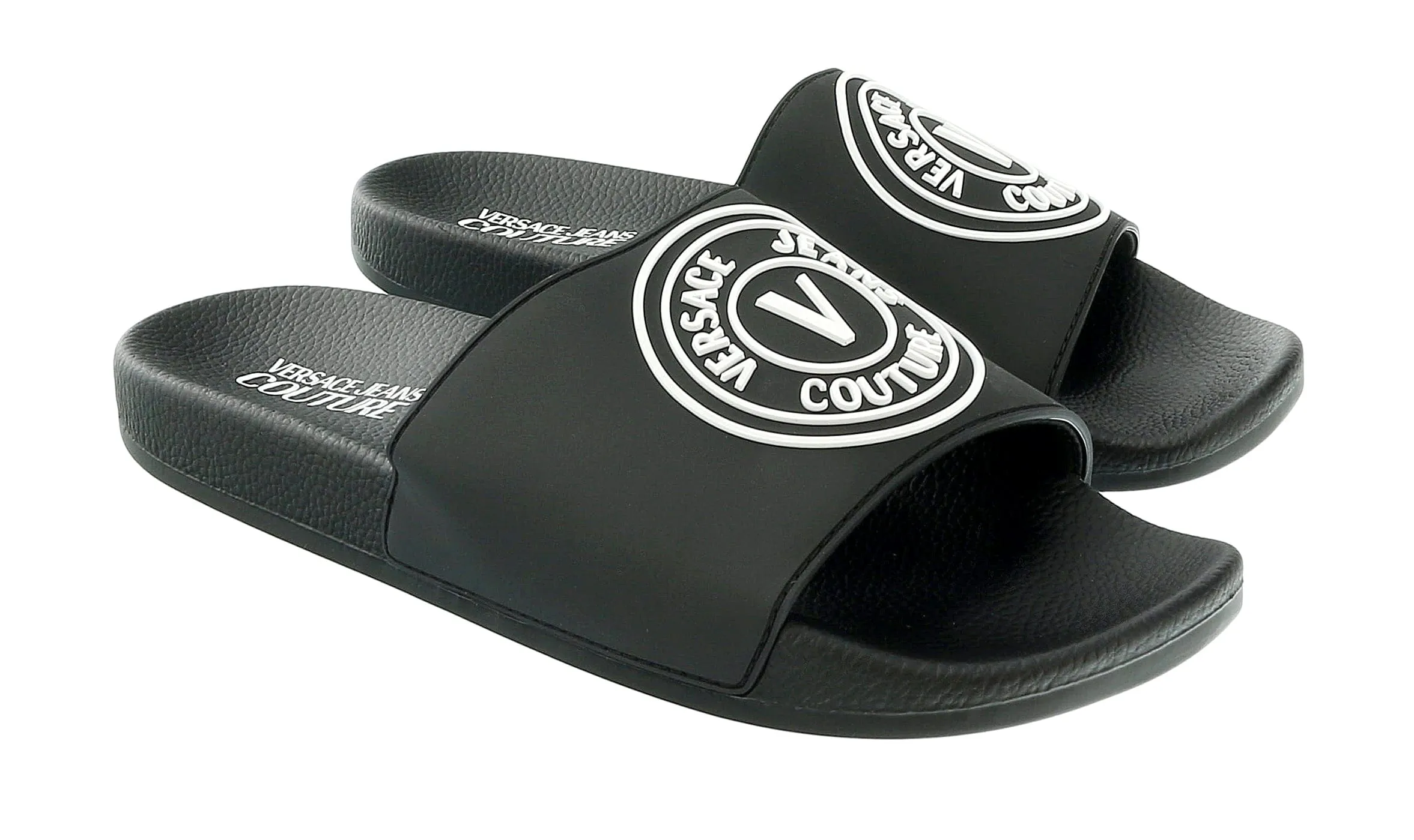 Versace Jeans Couture Black Medallion Logo Pool Slide-