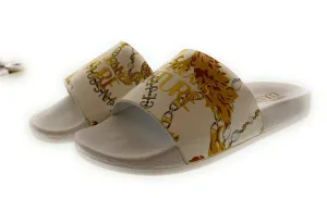 Versace Jeans Couture White/Gold Signature Pool Slide- Store Return -6US Women