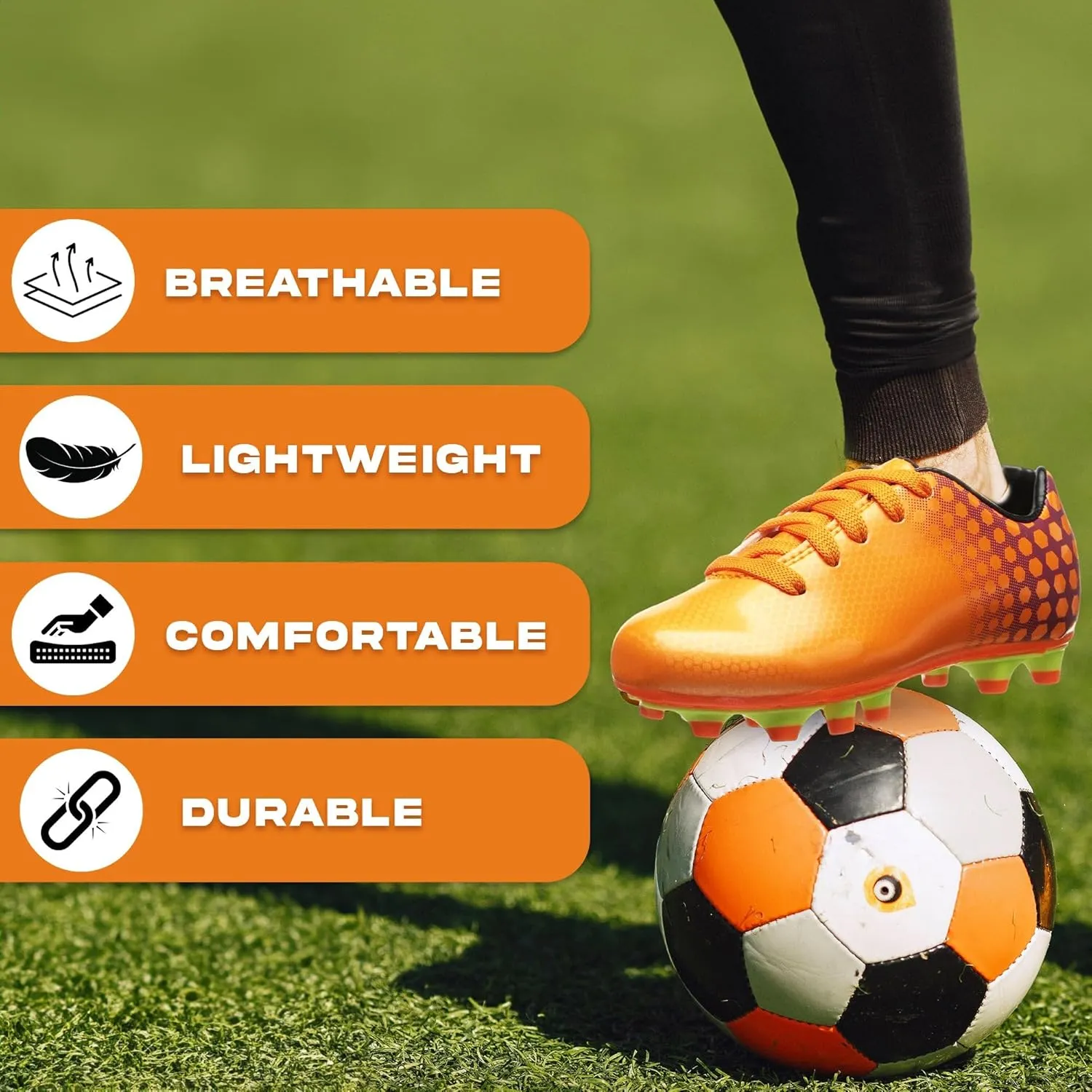Vizari Palomar Firm Ground Soccer Shoes for Boys and Girls | Durable Synthetic Youth Soccer Cleats with Cushioned Sole for Stability | Secure Fit Kids Cleats with Padded Heel
