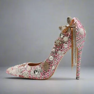 Wedding Pumps Rhinestone Pearl Heel