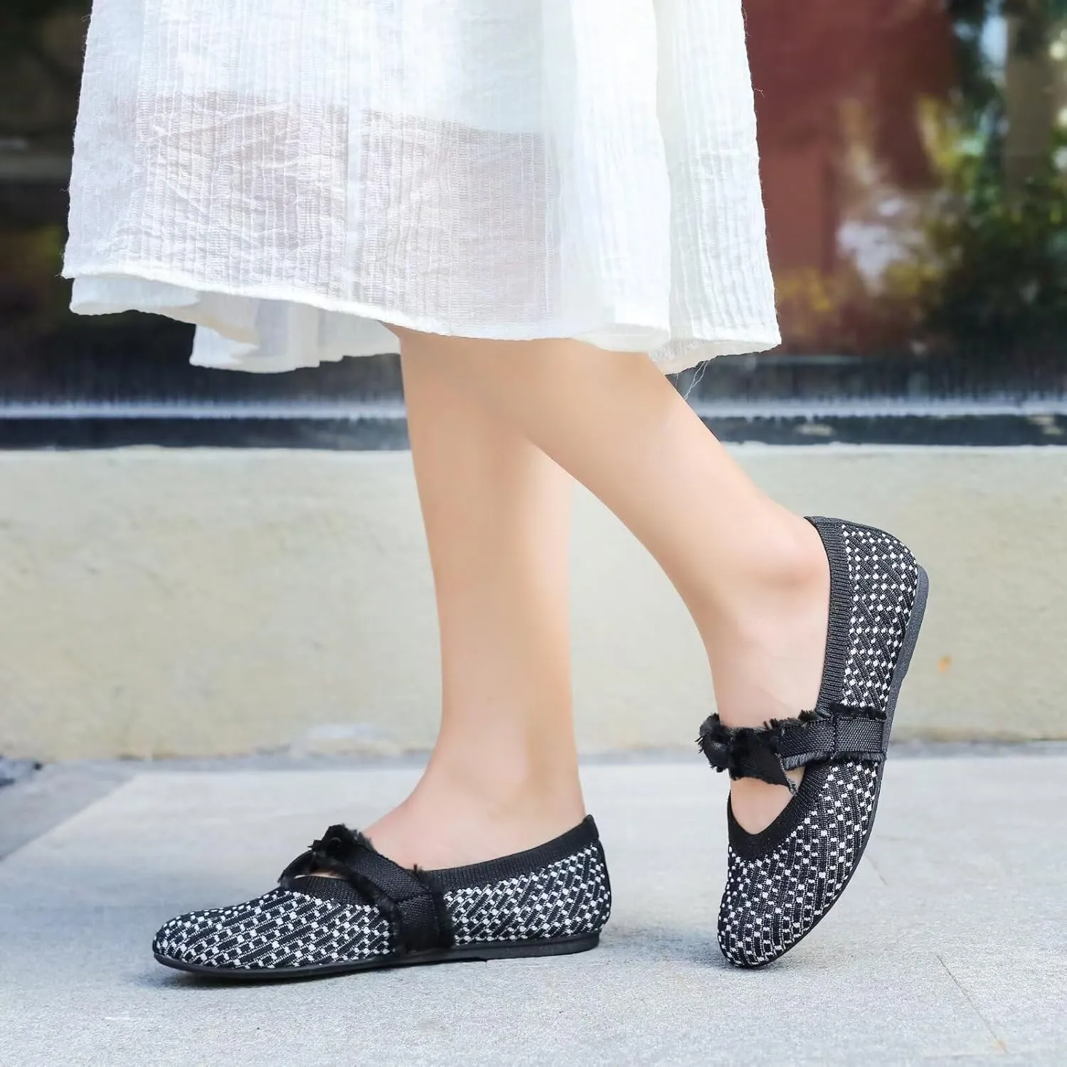 Women Mary Jane Flats Shoes Adjustable Strap Comfortable Office Dress Walking Shoes with Arch Support