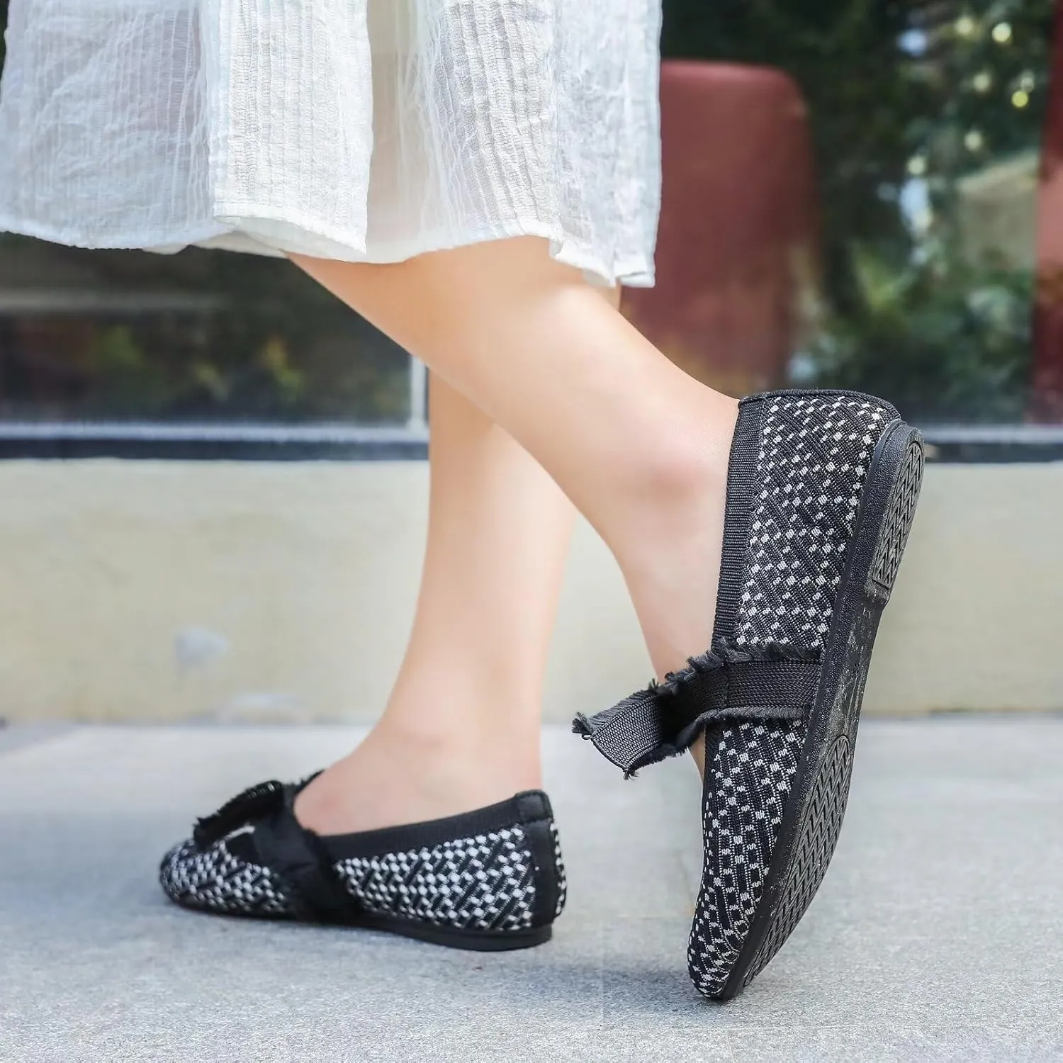 Women Mary Jane Flats Shoes Adjustable Strap Comfortable Office Dress Walking Shoes with Arch Support