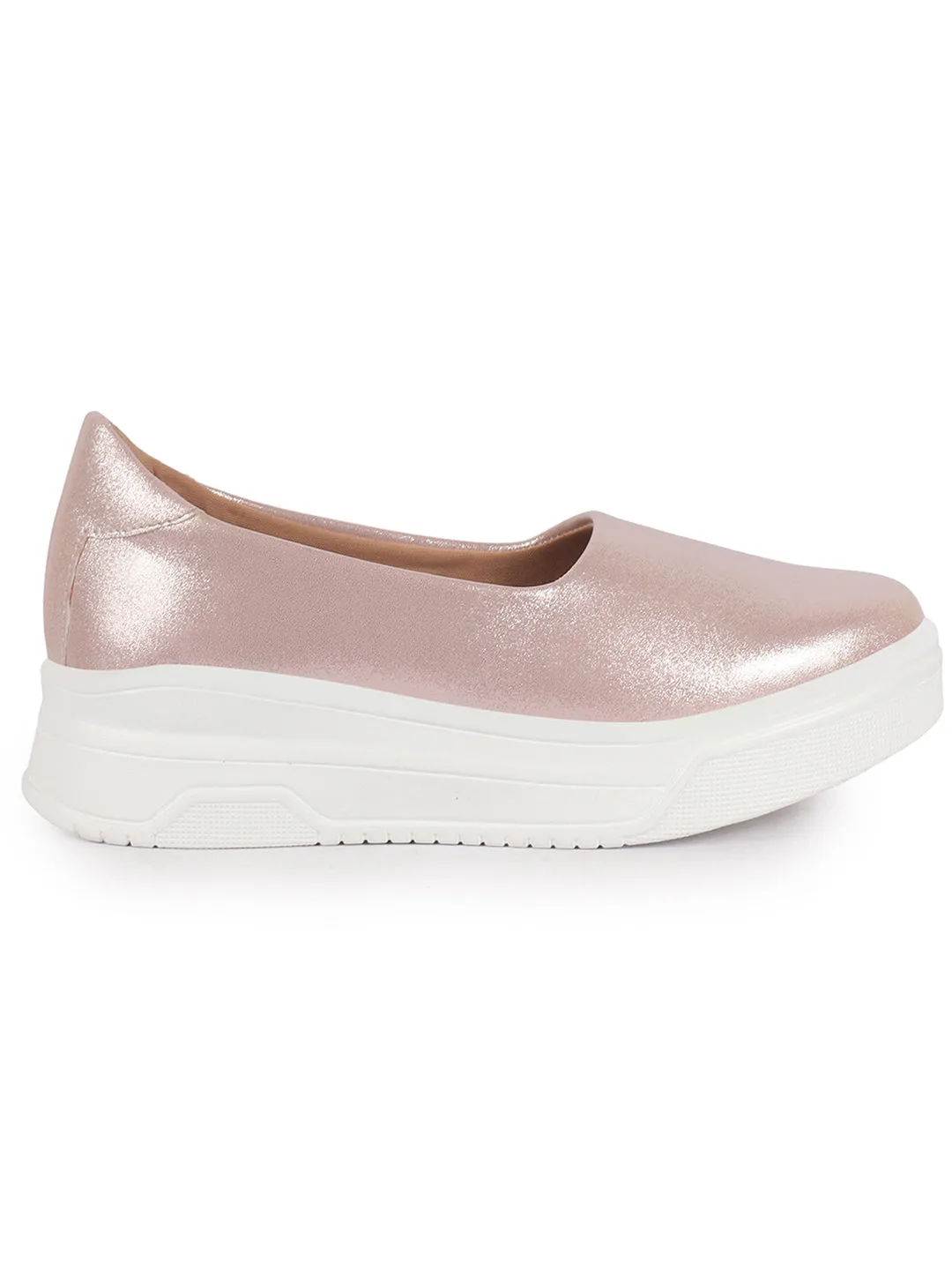 Women Pink Height Enhancer Lightweight Glitter Slip On Shoes|Memory Cushion Insole|Party Slip On All Season Casual Shoe