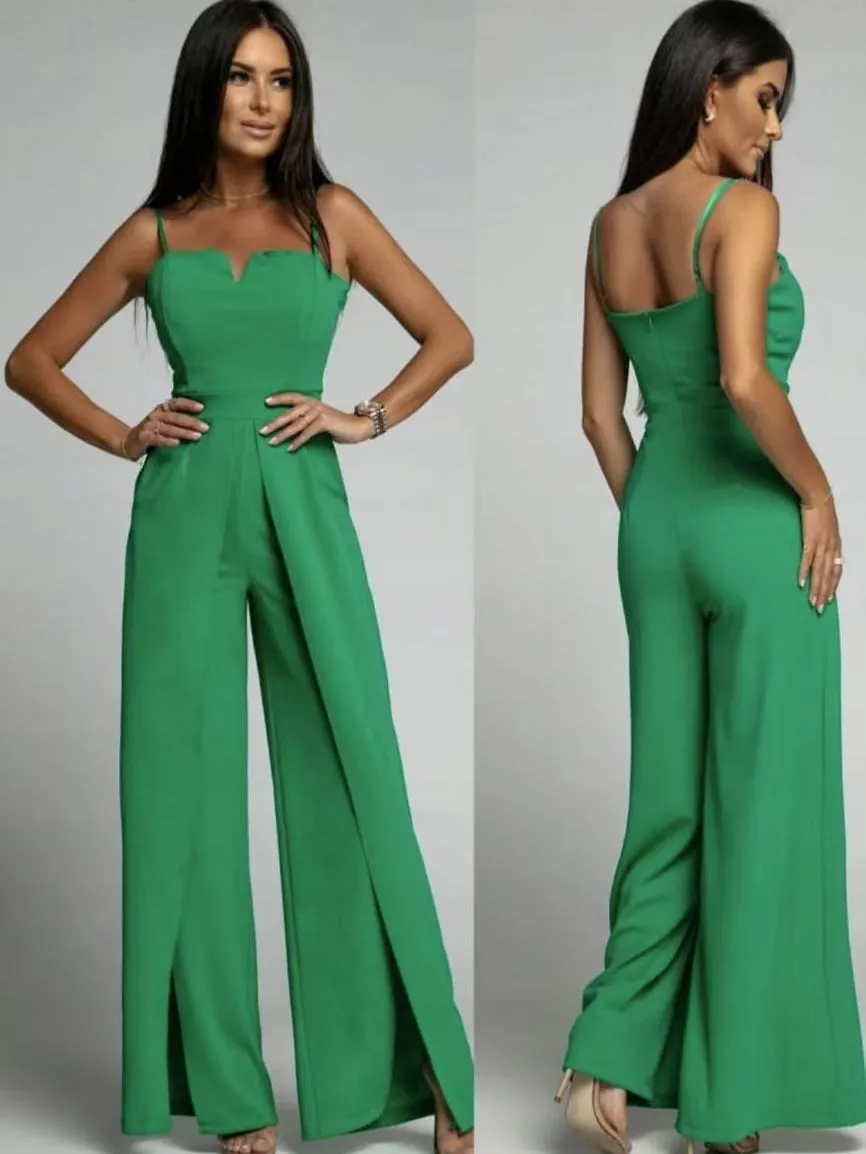 Womens Jumpsuit  Strapless Slim Fit  Wide Leg  Front Slits  Formal Partywear