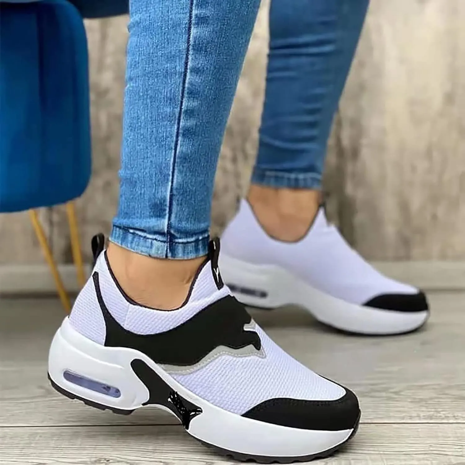 Women's Walking Shoes,Fashion Sneakers for Women,Breathable Sneakers Lightweight Knitted Non-Slip Shoe for Women Work Workout Gym Travel-White||5